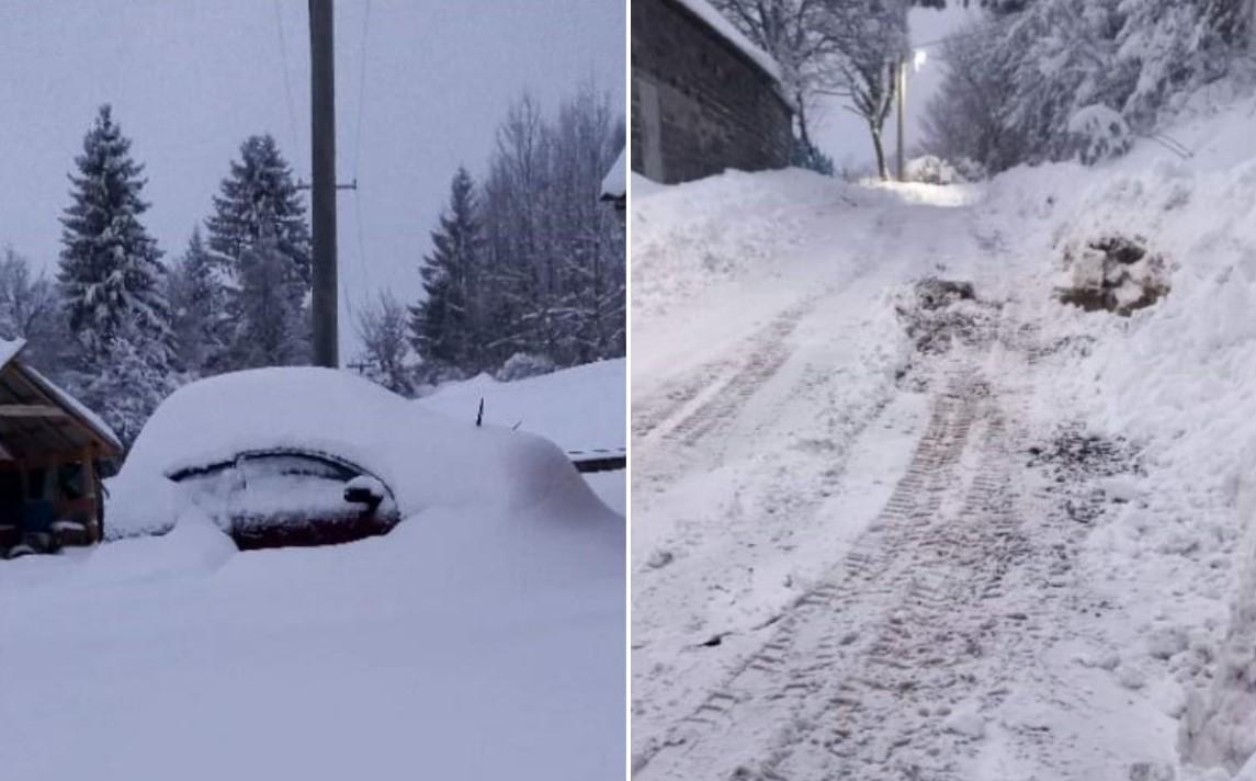 Sela u okolini Olova zametena snijegom, mještani traktorom čistili put