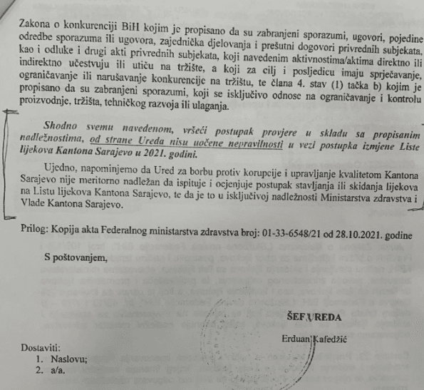 Faksimil izvještaja Ureda za borbu protiv korupcije - Avaz