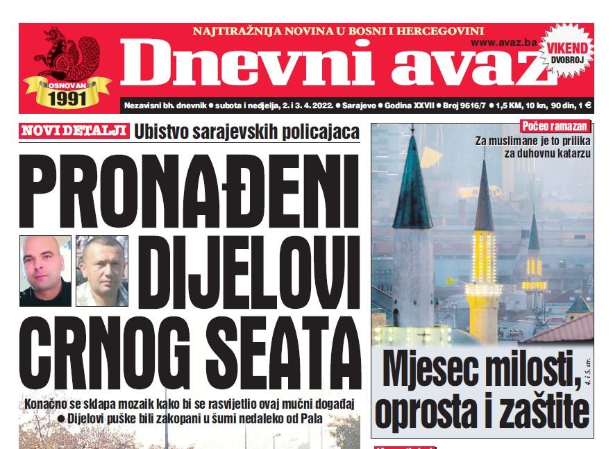 U dvobroju “Dnevnog avaza” čitajte: Pronađeni dijelovi crnog Seata