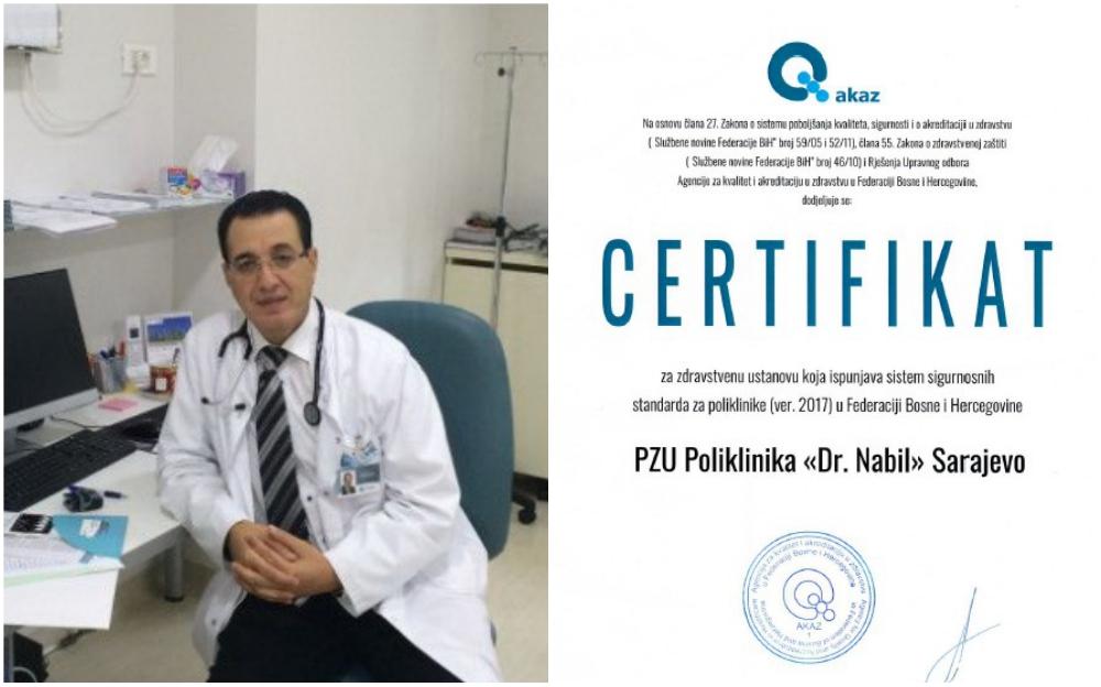 Poliklinici "Dr. Nabil" dodijeljen AKAZ-ov certifikat sigurnosti