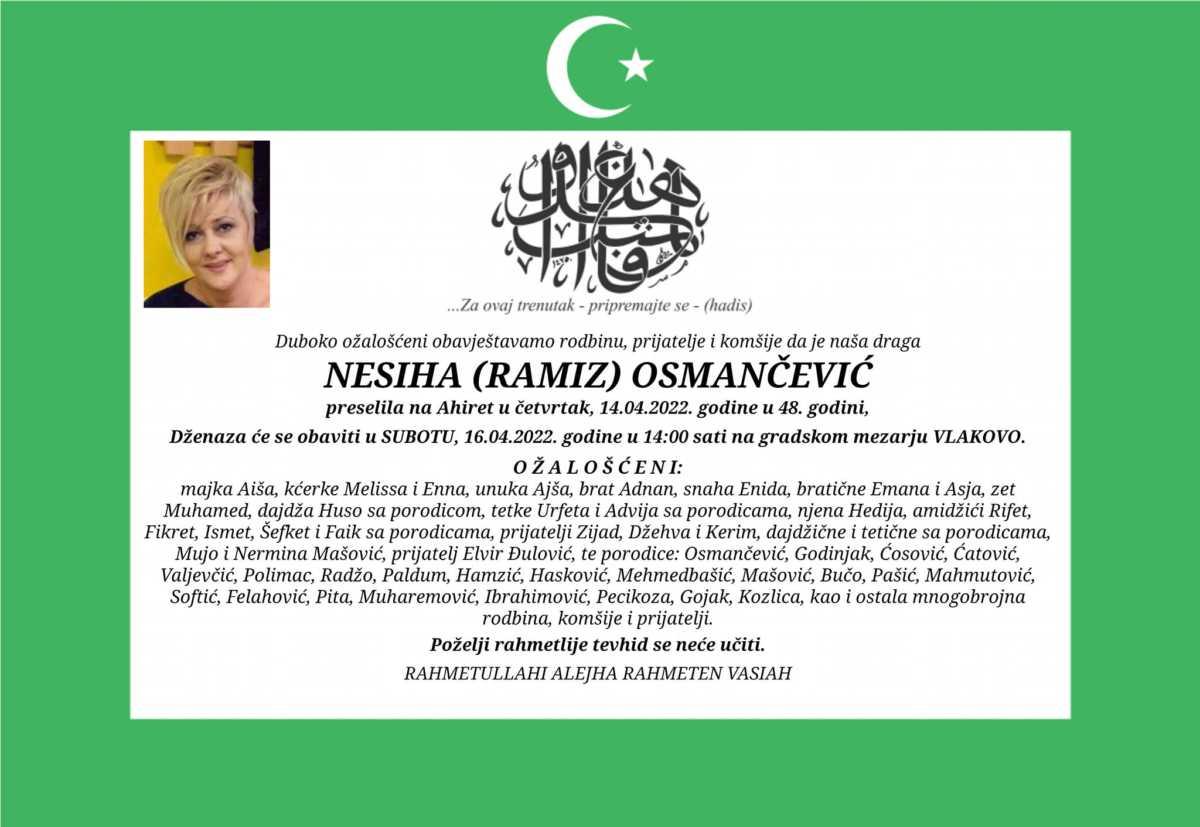 Nesiha Osmančević je preminula u 48. godini života - Avaz