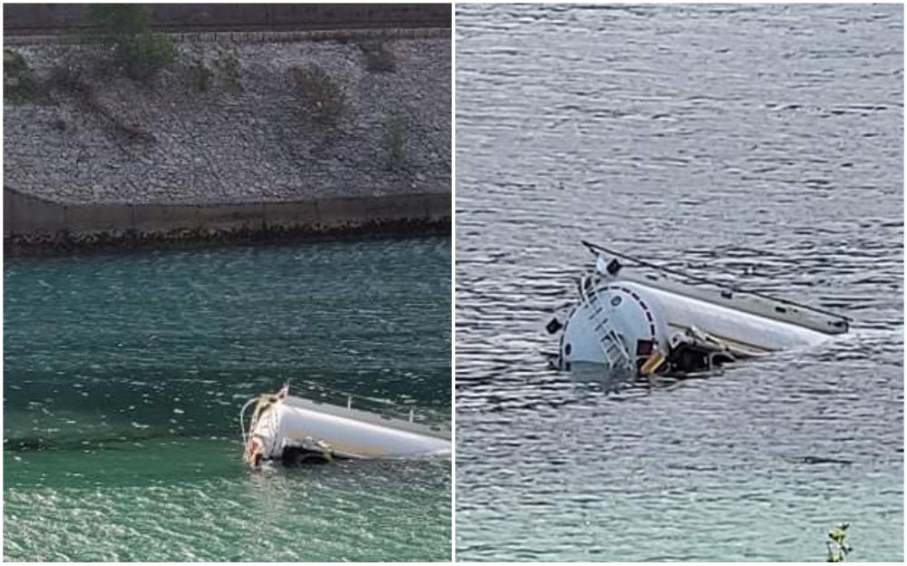 Stravična nesreća: Cisterna sletjela u jezero kod Drežnice