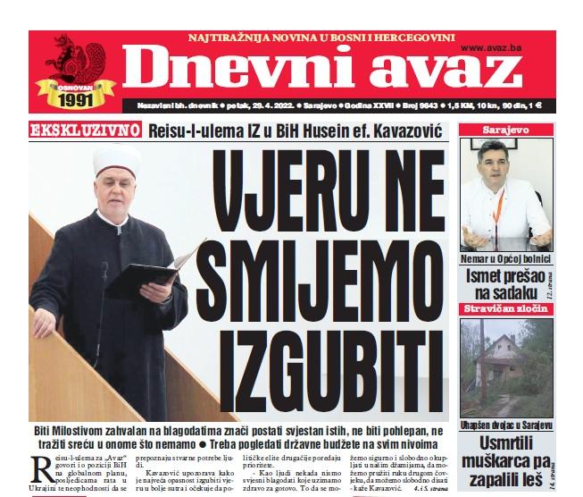 Danas u "Dnevnom avazu" čitajte: Vjeru ne smijemo izgubiti