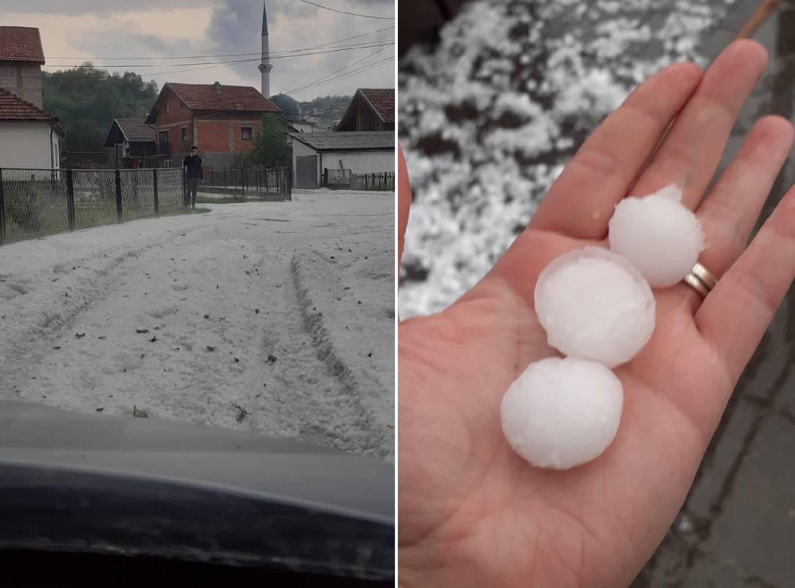 Pogledajte posljedice nevremena u Busovači: Grad nanio štetu usjevima, rijeka tekla ulicama