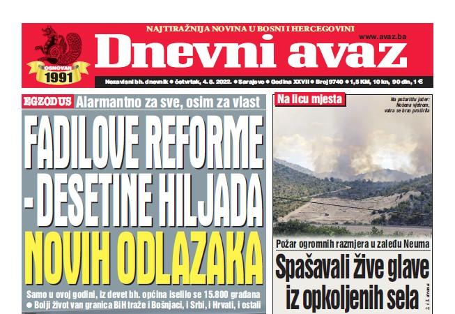 Danas u "Dnevnom avazu" čitajte: Fadilove reforme - desetine hiljada novih odlazaka