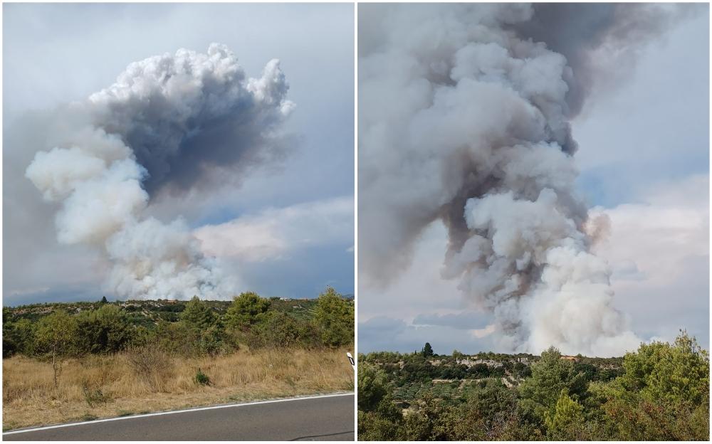 Veliki požar buknuo kod Dalmacije, na terenu 32 vatrogasca, gase ga i kanaderi