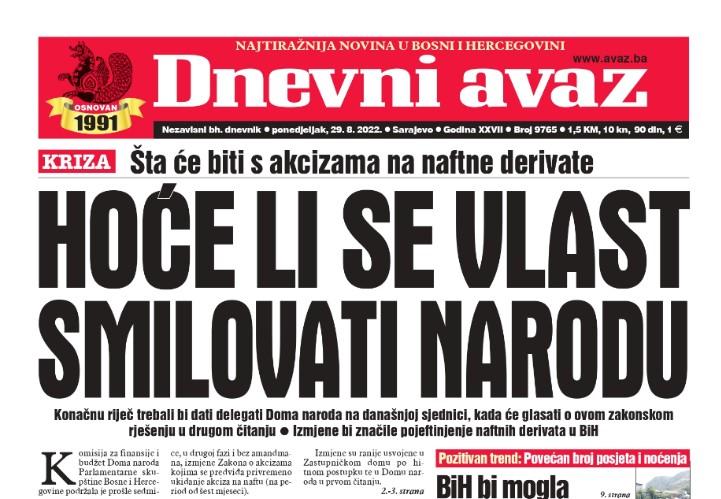 Danas u "Dnevnom avazu" čitajte: Hoće li se vlast smilovati narodu