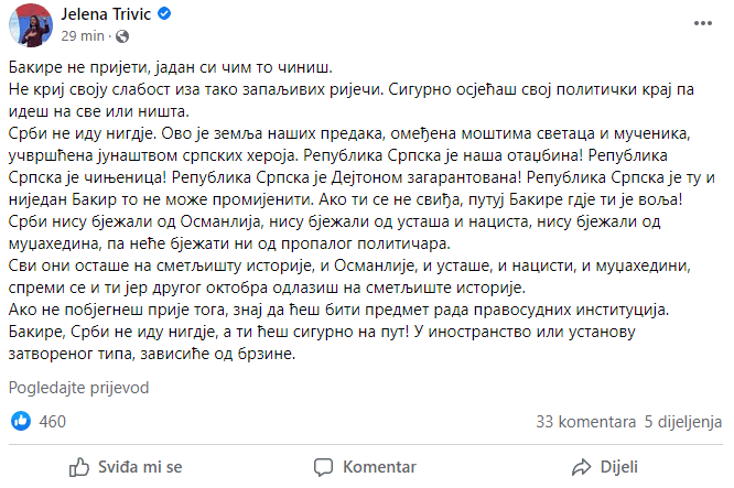 Objava na Facebooku - Avaz