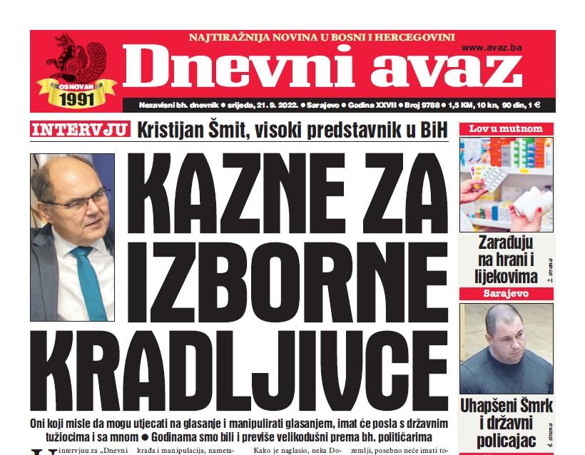 Danas u "Dnevnom avazu" čitajte: Kazne za izborne kradljivce