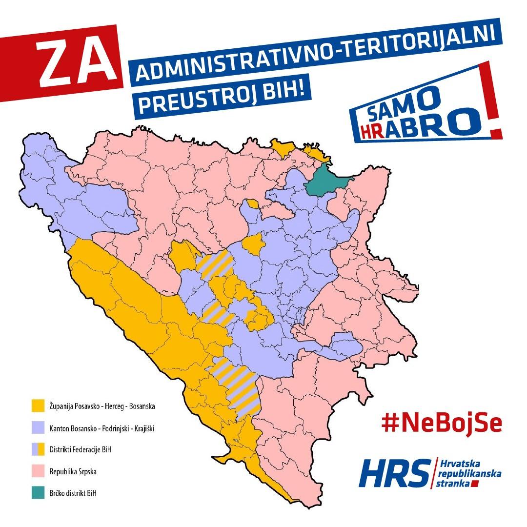 HRS želi teritorijalni preustroj, nacrtali novu kartu