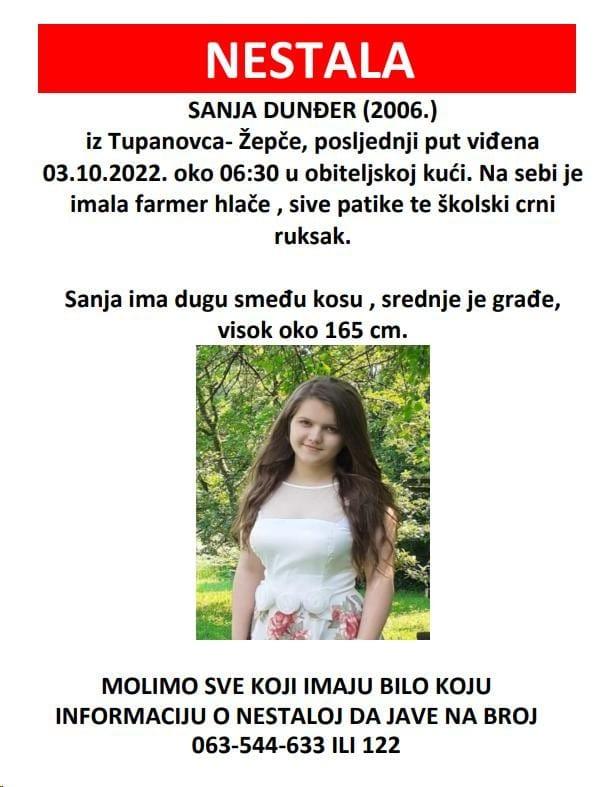 Pronađena 16-godišnja djevojčica koja je nestala jučer kod Žepča