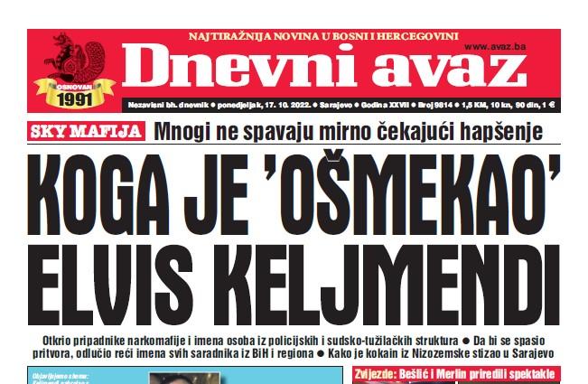 Danas u "Dnevnom avazu" čitajte: Koga je "ošmekao" Elvis Keljmendi!?