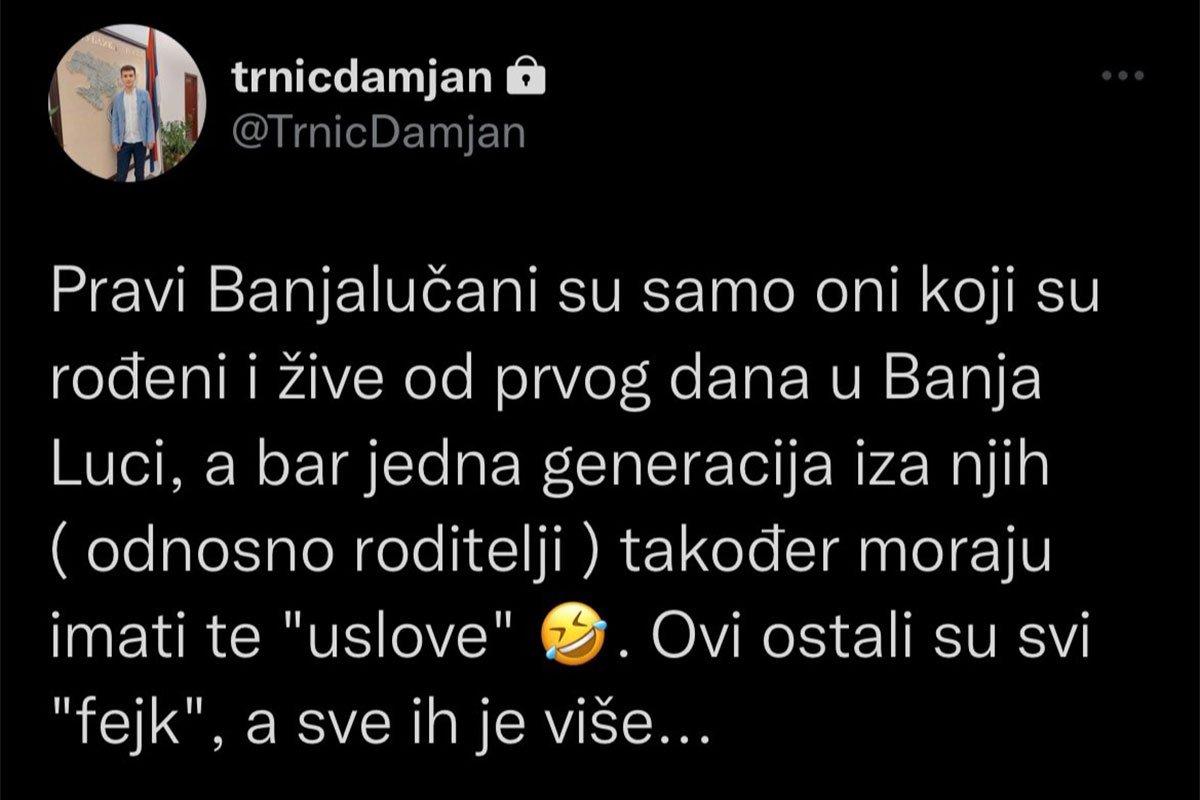 Objava Trninića na Twitteru - Avaz