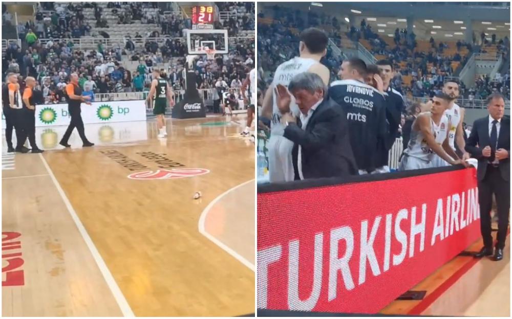 Partizan pobijedio Panatinaikos, Grci flašama gađali klupu Beograđana