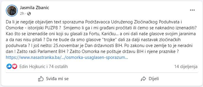 Komentar Jasmile Žbanić - Avaz