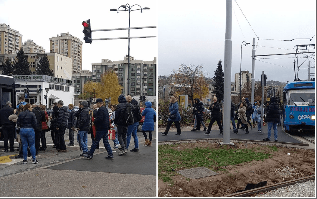 Presjedanje na okretaljci na Čengić-Vili stvara probleme građanima: Slomio sam ruku presjedajući iz tramvaja u autobus, fuj!