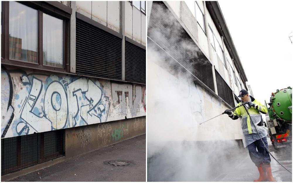 Sa fasade zgrade Zavoda za zdravstveno osiguranje i tramvajskih stajališta u Sarajevu uklonjeni grafiti