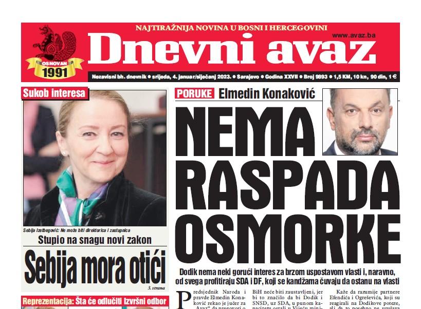 Danas u "Dnevnom avazu" čitajte: Nema raspada „osmorke“