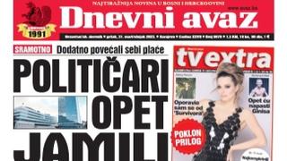 Danas u "Dnevnom avazu" čitajte: Političari opet jamili