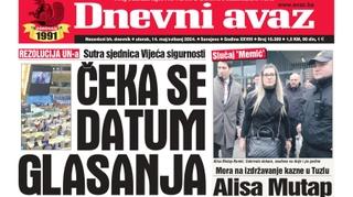 U današnjem "Dnevnom avazu" čitajte: Čeka se datum glasanja