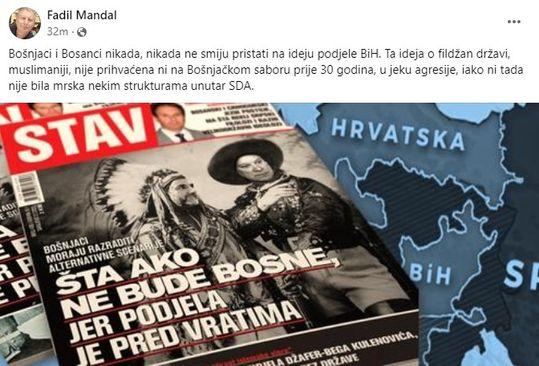 Objava Fadila Mandala na Facebooku - Avaz