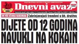 U dvobroju "Dnevnog avaza" čitajte: Dijete od 12 godina navukli na kokain