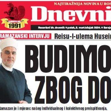 U današnjem "Dnevnom avazu" čitajte: Budimo budni zbog domovine!