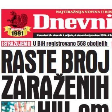 U današnjem "Dnevnom avazu" čitajte: Raste broj zaraženih HIV-om