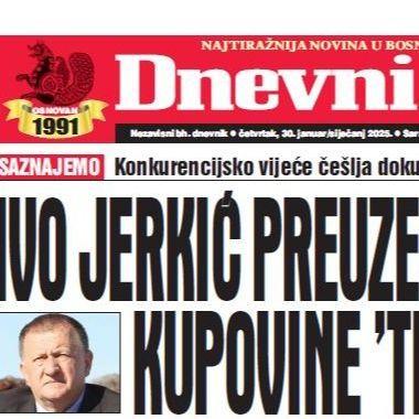 U današnjem "Dnevnom avazu" čitajte: Ivo Jerkić preuzeo predmet kupovine "Telemacha"