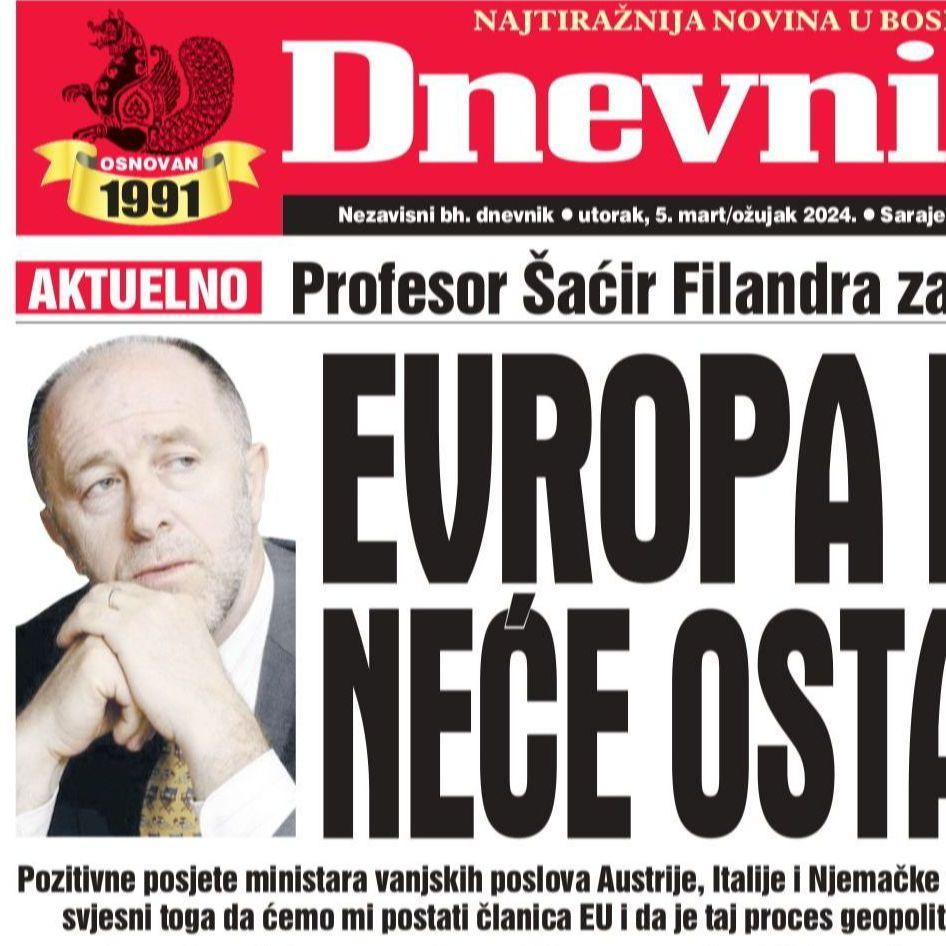 U današnjem "Dnevnom avazu" čitajte: Evropa nas neće ostaviti