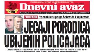 U današnjem "Dnevnom avazu" čitajte ispovijesti supruga ubijenih sarajevskih policajaca