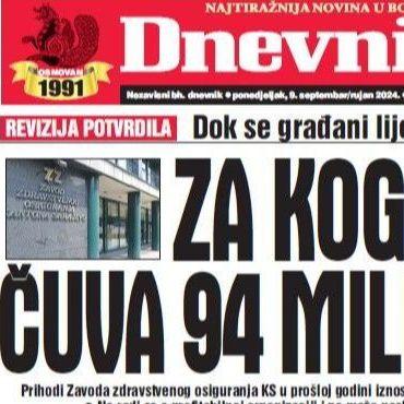 U današnjem "Dnevnom avazu" čitajte: Za koga Zavod čuva 94 miliona KM