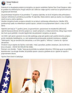 Objava na Facebooku  - Avaz