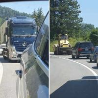 Valjak na Nišićima stvorio kilometarsku kolonu, vozači nervozni na plus 35