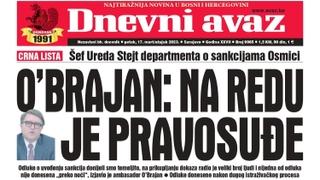 U današnjem "Dnevnom avazu" čitajte: O'Brajan poručio da je na redu pravosuđe