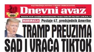 U današnjem "Dnevnom avazu" čitajte o Trampovom preuzimanju SAD