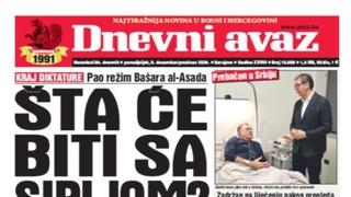 U današnjem "Dnevnom avazu" čitajte šta će biti sa Sirijom nakon pada režima Asada