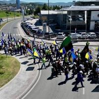 Fotografije iz zraka / Protest nekoliko stotina rudara u Sarajevu