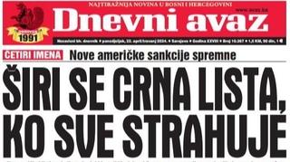 Danas u "Dnevnom avazu" čitajte: Širi se crna lista, ko sve strahuje