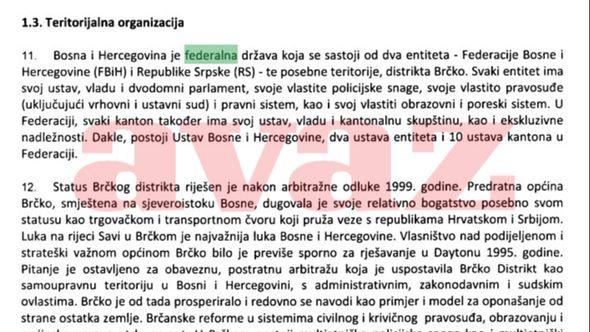 Faksimil dijela izvještaja - Avaz