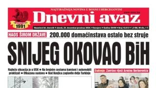 U današnjem "Dnevnom avazu" čitajte: Snijeg okovao BiH