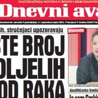 U današnjem "Dnevnom avazu" čitajte: Raste broj oboljelih od raka