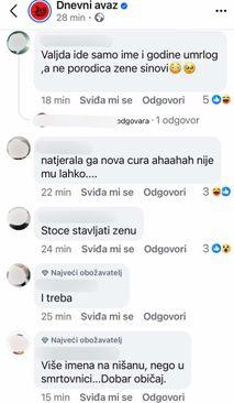 Niz komentara ispod objave - Avaz