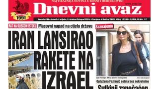 U današnjem "Dnevnom avazu" čitajte sve o iranskom napadu na Izrael