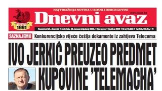 U današnjem "Dnevnom avazu" čitajte: Ivo Jerkić preuzeo predmet kupovine "Telemacha"