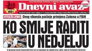 U dvobroju "Dnevnog avaza" čitajte ko smije raditi u nedjelju