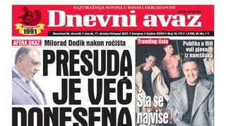 U današnjem "Dnevnom avazu" čitajte: Presuda je već donesena