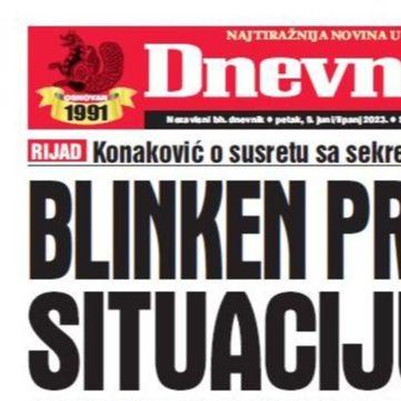 U današnjem "Dnevnom avazu" čitajte: Blinken prati situaciju u BiH