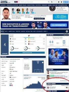 Mesijev profil na Transfermarktu - Avaz