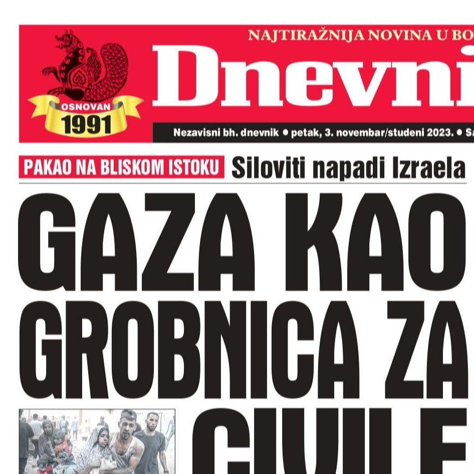 U današnjem "Dnevnom avazu" čitajte: Gaza kao grobnica za civile